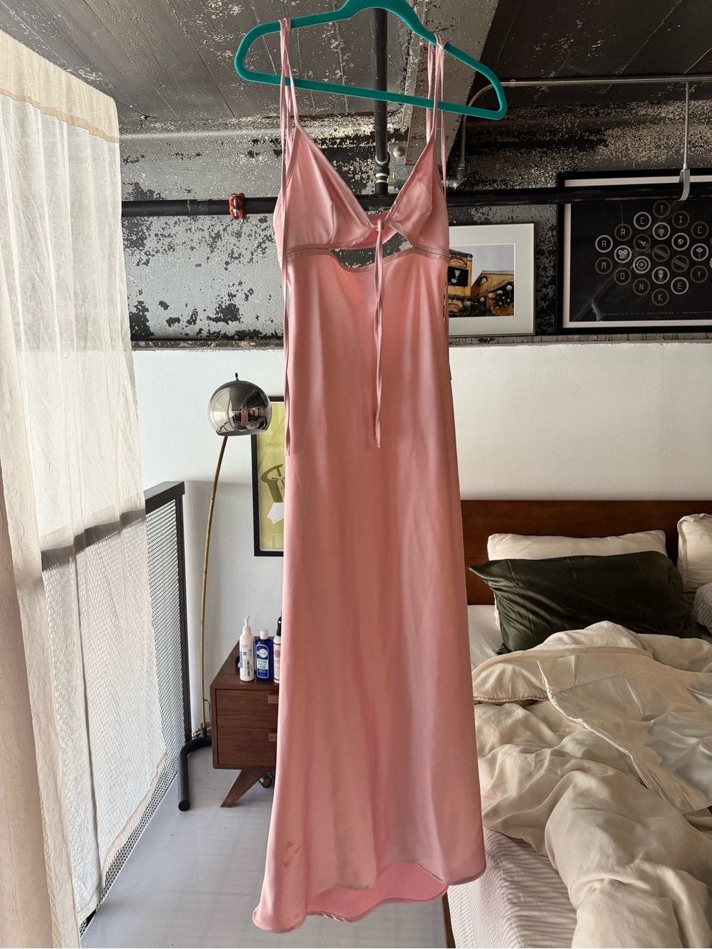Zara Satin Effect Cut Out Dress in Pink